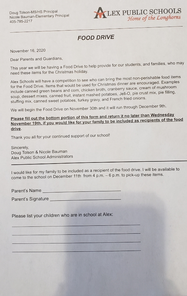 Food Drive Forms